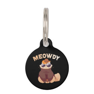 Funny Meowdy Texas Pet Cat Animal Lover Gift Pet ID Tag