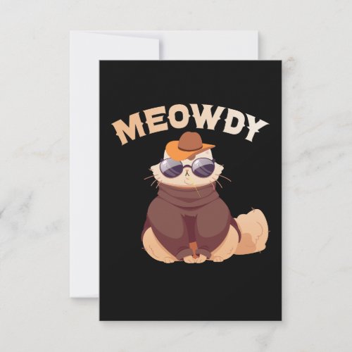 Funny Meowdy Texas Pet Cat Animal Lover Gift   Thank You Card