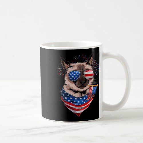 Funny Meowica Siamese Cat Lover Owner Usa Flag 4th Coffee Mug