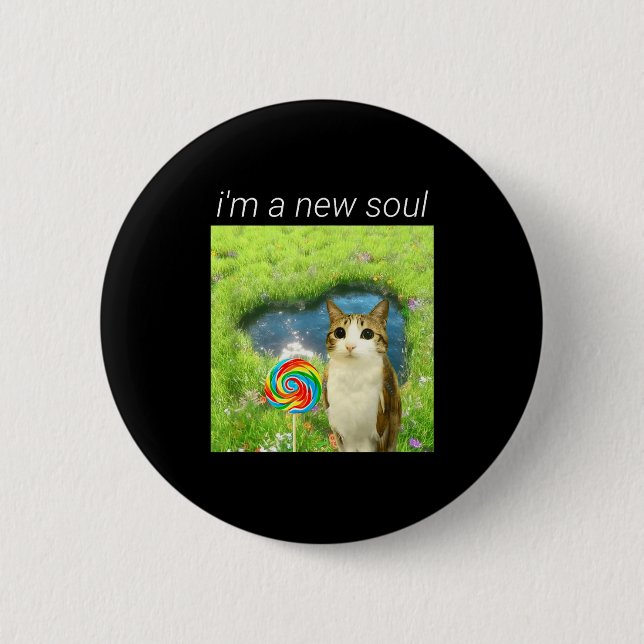Funny Meowl Meme, Cat Owl Meme Brainrot Gen Alpha  Button (Front)