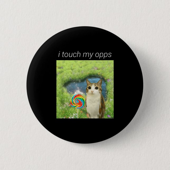 Funny Meowl Meme, Cat Owl Meme Brainrot Gen Alpha  Button (Front)