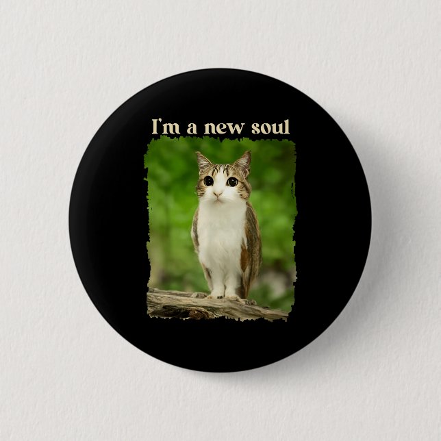 Funny Meowl Meme, Cat Owl Meme Brainrot Gen Alpha  Button (Front)