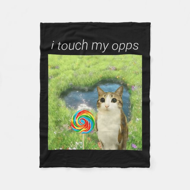 Funny Meowl Meme, Cat Owl Meme Brainrot Gen Alpha  Fleece Blanket (Front)