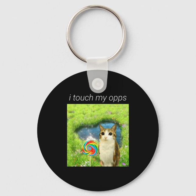 Funny Meowl Meme, Cat Owl Meme Brainrot Gen Alpha  Keychain (Front)
