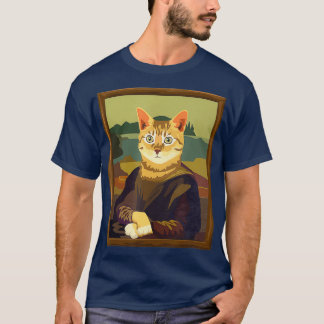 Funny Meowna Mona Lisa Art Cat Parody T-Shirt