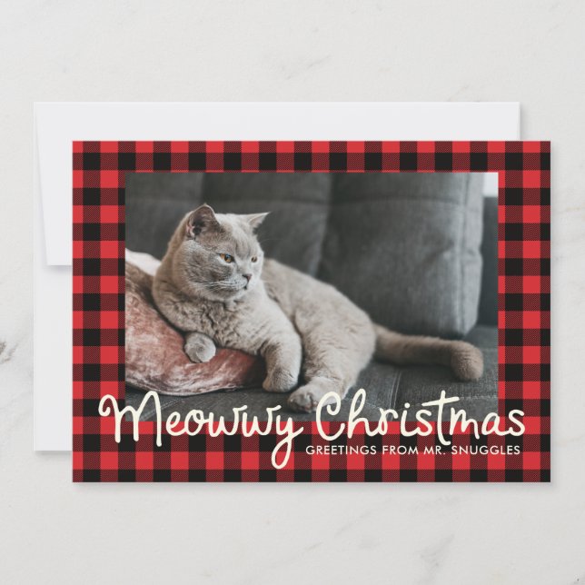 Funny Meowwy and Bwight Holiday | Photo Greeting Card (Front)