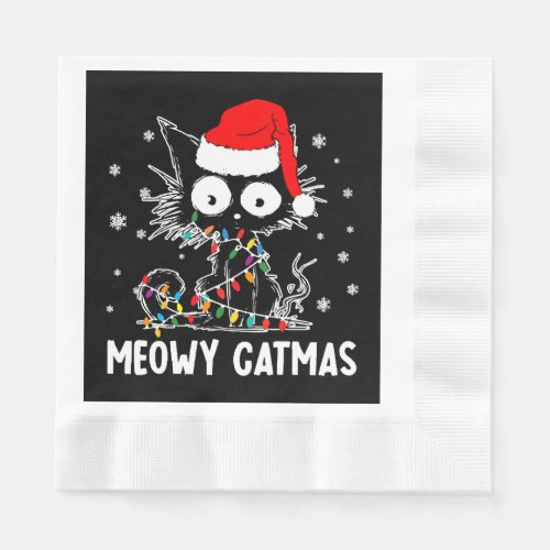 Funny Meowy Catmas Cat Christmas Shirts for Boys g Napkins