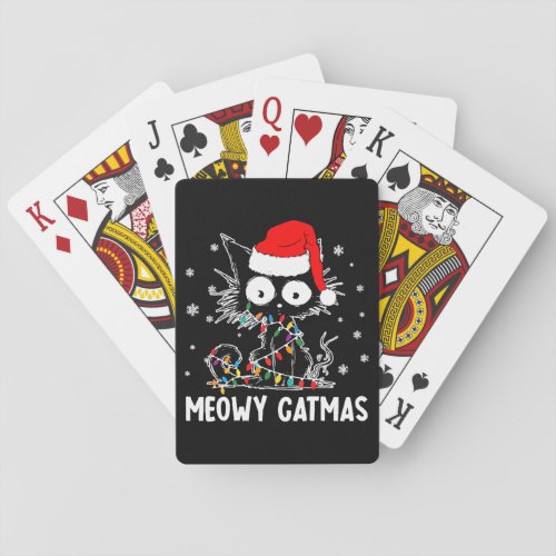Funny Meowy Catmas Cat Christmas Shirts for Boys g Playing Cards