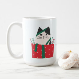 Funny Meowy Christmas Cat Wraparound Coffee Mug