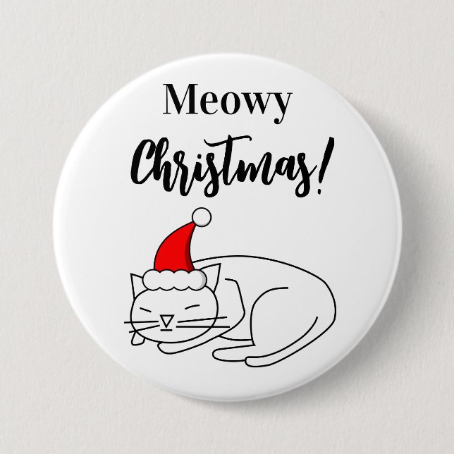 Funny Meowy Christmas Holiday Button (Front)