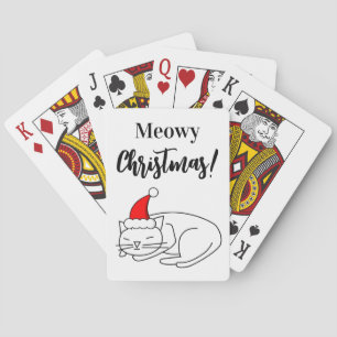 Funny Meowy Christmas Holiday Cat Playing Cards