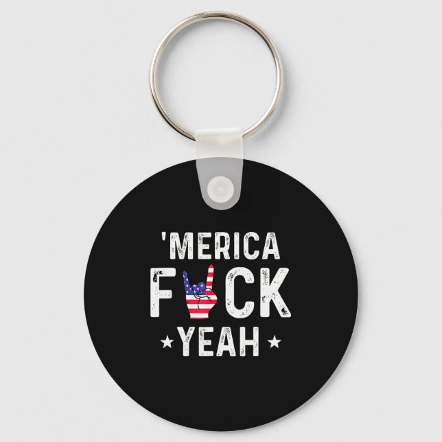 Funny Merica For Yeah 4th Of July  Keychain (Front)