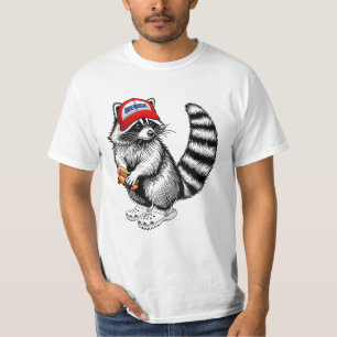 Funny Merica Raccoon Holding Hotdog USA Flag T-Shirt