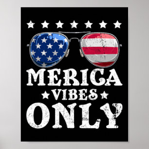 Funny Merica Vibes Only American Flag Sungles 4th Poster