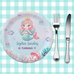Funny  Mermaid Birthday Girl Paper Plates