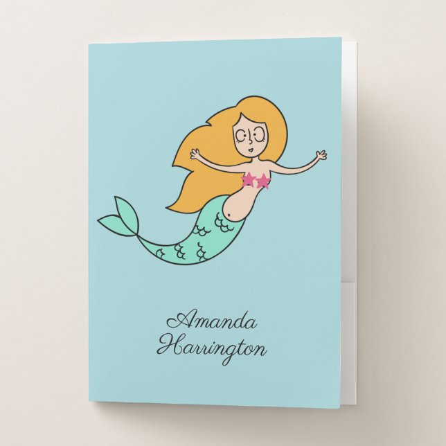 Funny Mermaid custom name & color folder set (Front)