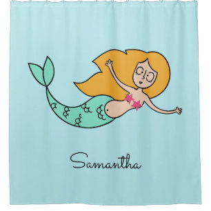 Funny Mermaid custom name & color shower curtain