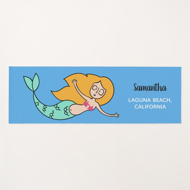 Funny Mermaid custom name, location & color mat (Front (Horizontal))