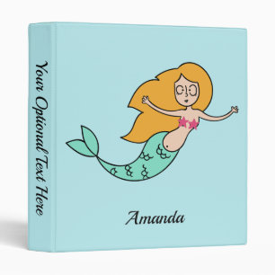 Funny Mermaid custom name, text & color binders