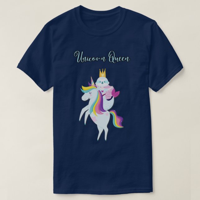 Funny Mermaid Sloth Baby Rides A Unicorn Horse T-Shirt (Design Front)