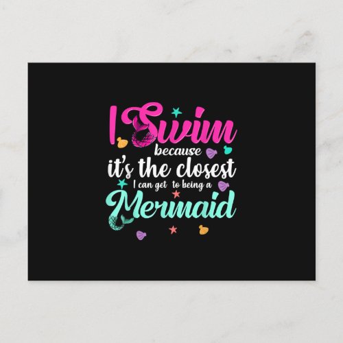Funny Mermaid Swimming Quote Women And Girl Gift Announcement Postcard