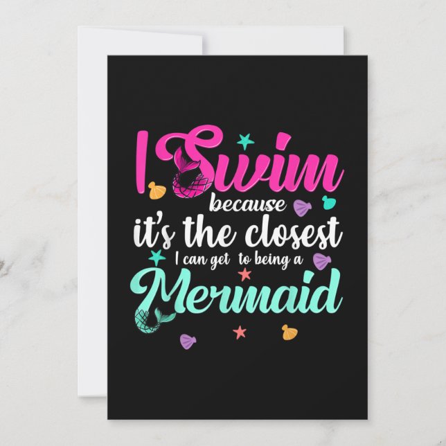 Funny Mermaid Swimming Quote Women And Girl Gift Holiday Card (Front)