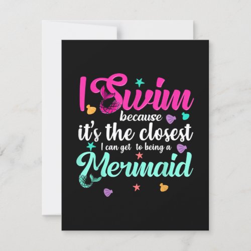 Funny Mermaid Swimming Quote Women And Girl Gift Invitation