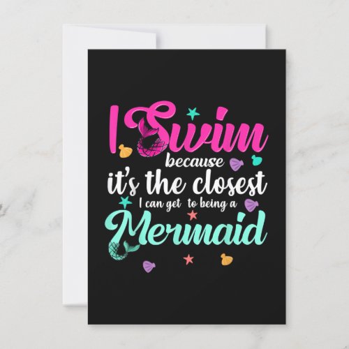 Funny Mermaid Swimming Quote Women And Girl Gift Invitation
