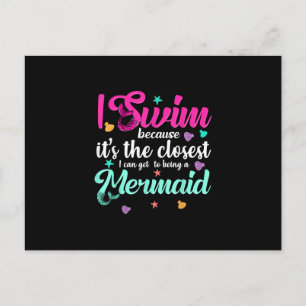 Funny Mermaid Swimming Quote Women And Girl Gift Postcard