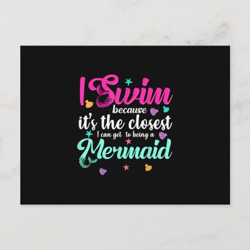 Funny Mermaid Swimming Quote Women And Girl Gift Postcard