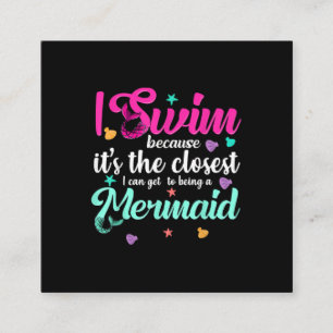 Funny Mermaid Swimming Quote Women And Girl Gift Square Business Card