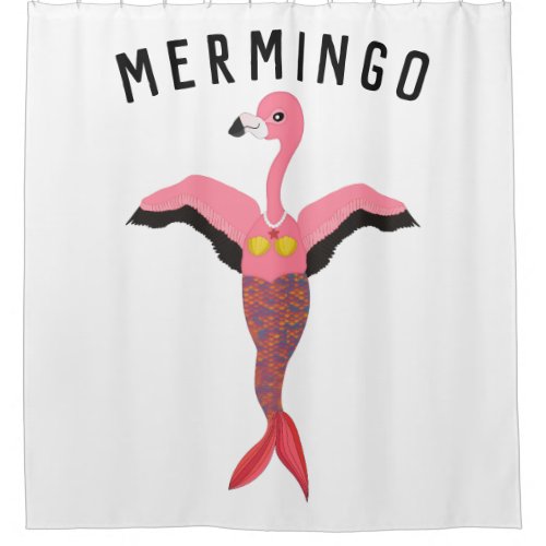 Funny Mermingo Flamingo_Mermaid Shower Curtain