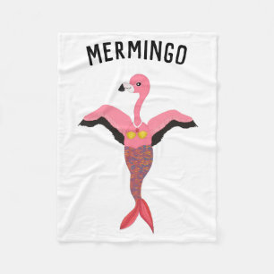 Funny Mermingo Graphic: Flamingo-Mermaid Fleece Blanket