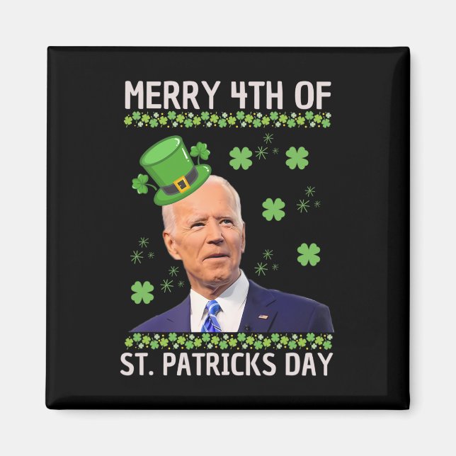 Funny Merry 4th Of St Patricks Day Confused Joe Bi Magnet (Front)