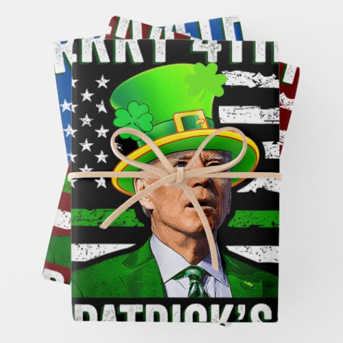 Funny Merry 4th Of St Patricks Day Joe Biden  Wrapping Paper Sheets