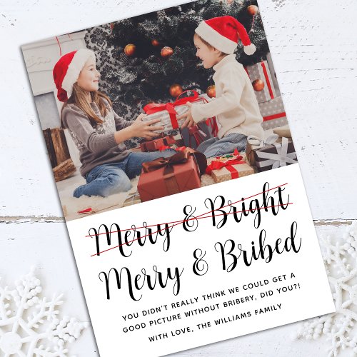 Funny Merry and Bright Christmas Photo Holiday Card