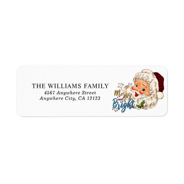 Funny Merry and Bright Santa Return Address Label (Front)