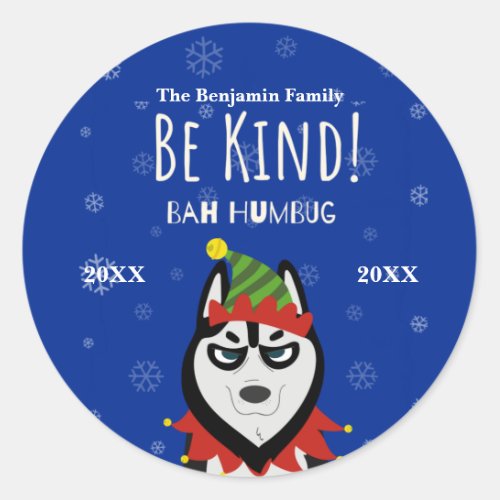 Funny Merry Christmas Bah Humbug Holiday Classic Round Sticker