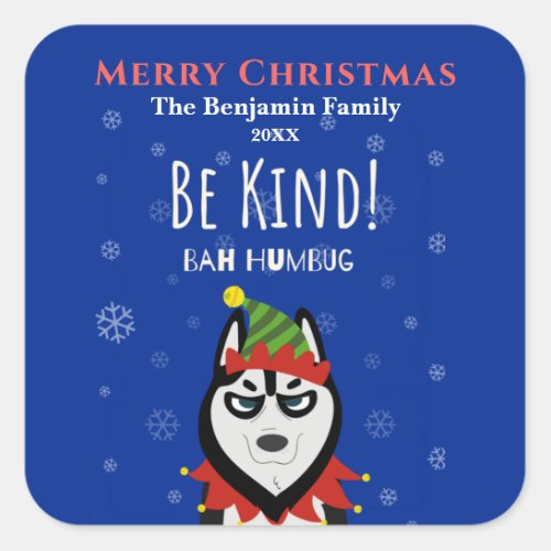 Funny Merry Christmas Bah Humbug Holiday Square Sticker