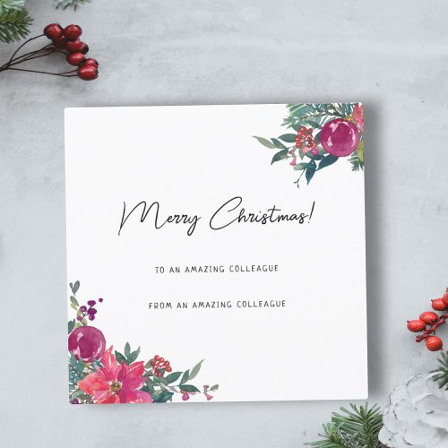 Funny merry Christmas boss coworker floral foliage Holiday Card
