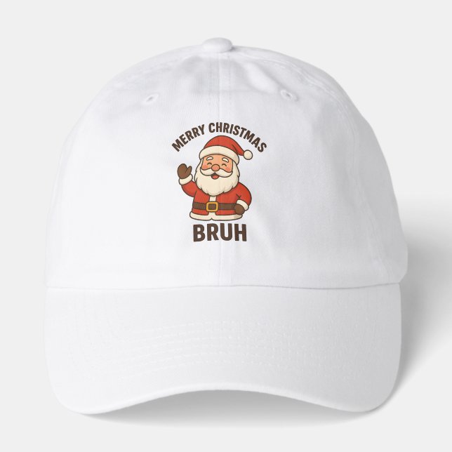 Funny Merry Christmas Bruh Santa Style Hat (Front)