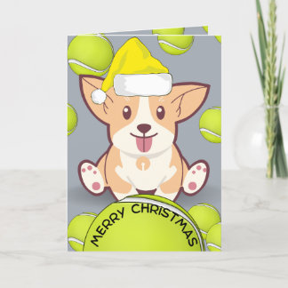 Funny Merry Christmas Card – Dog with Tennis Ball