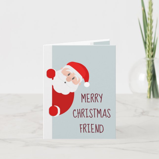 Funny Merry Christmas Card Friend Santa (Front)