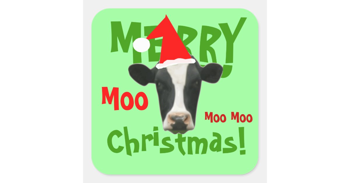 Funny Merry Christmas Cow Stickers | Zazzle.com