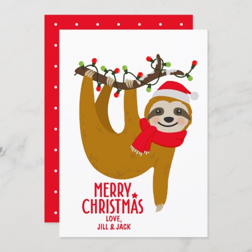 Funny Merry Christmas Cute Sloth Christmas Card