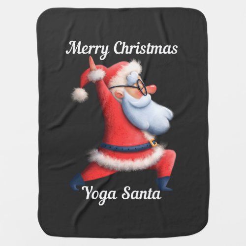 Funny Merry Christmas cute Yoga Santa design Baby Blanket