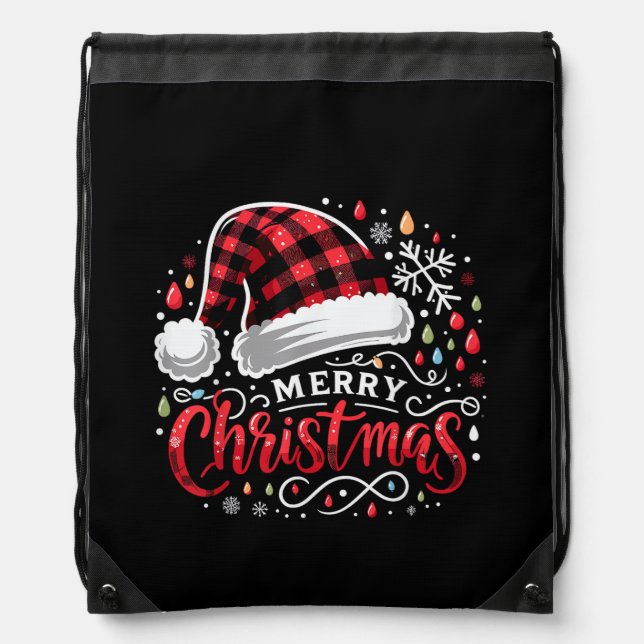 Funny Merry Christmas Drawstring Bag (Front)