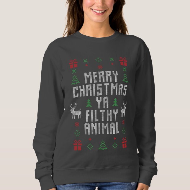 funny Merry Christmas filthy animal sweatshirt (Front)