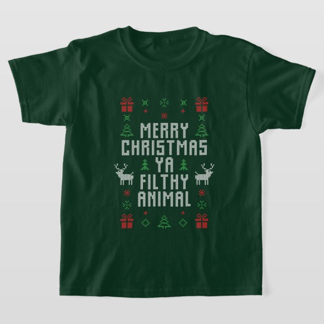 funny Merry Christmas filthy animal word art T-Shirt (Laydown)