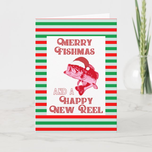 Funny Merry Christmas Fishing Cards (Front)